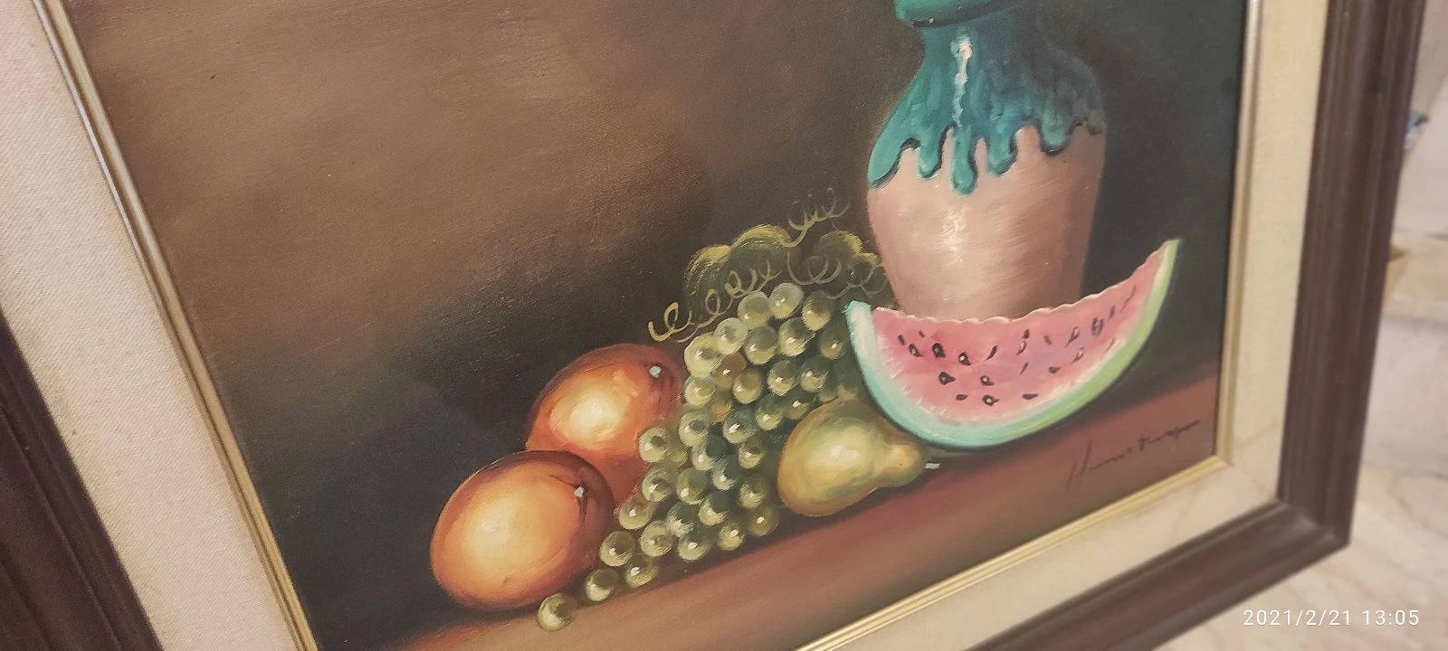Gesigneerd stilleven fruitschilderij op doek oleo sobre lienzo – photo 2